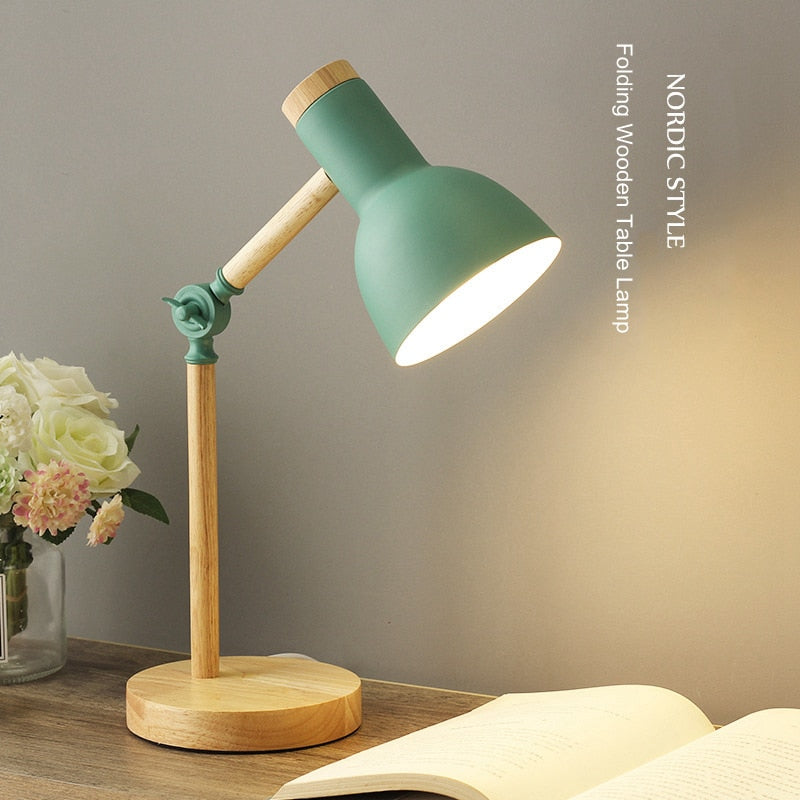 Nordic Wood & Iron LED Desk Lamp