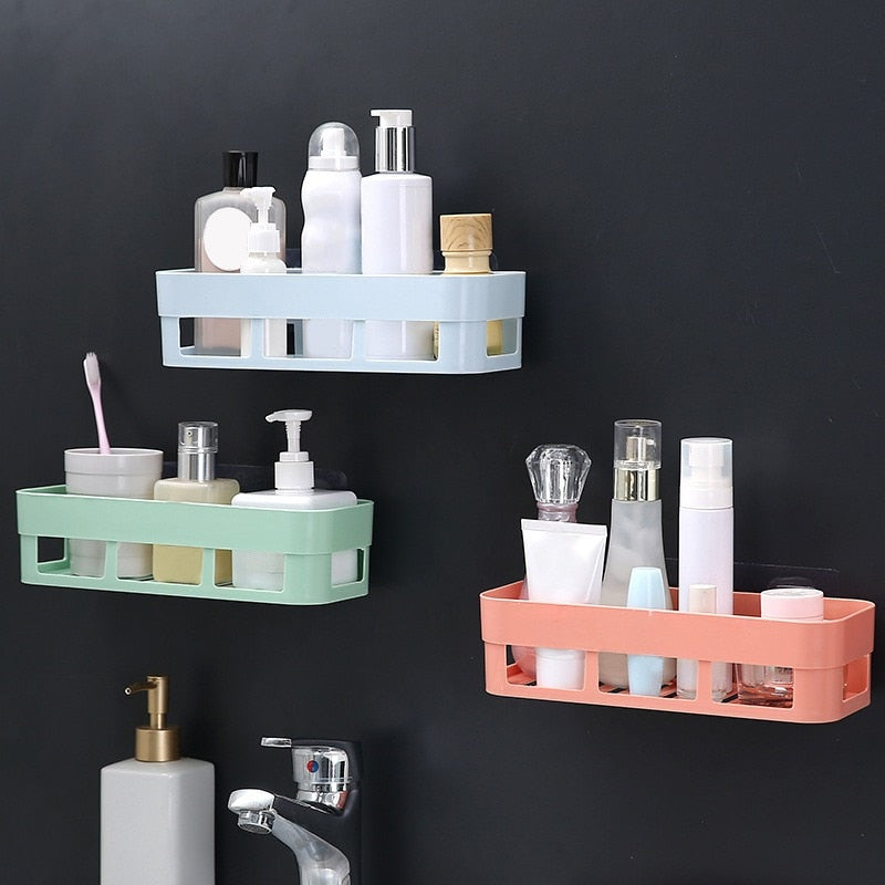 Bathroom Shelf Organizer Adhesive Storage Basket