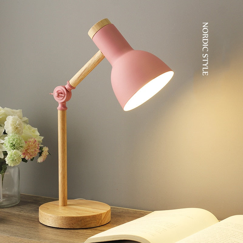 Nordic Wood & Iron LED Desk Lamp