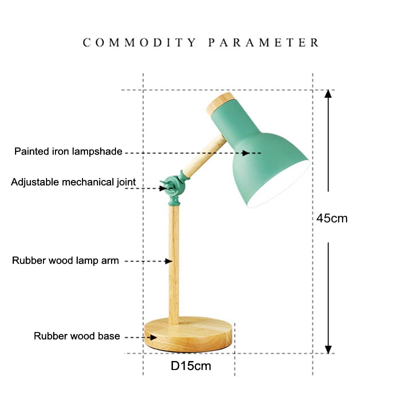 Nordic Wood & Iron LED Desk Lamp