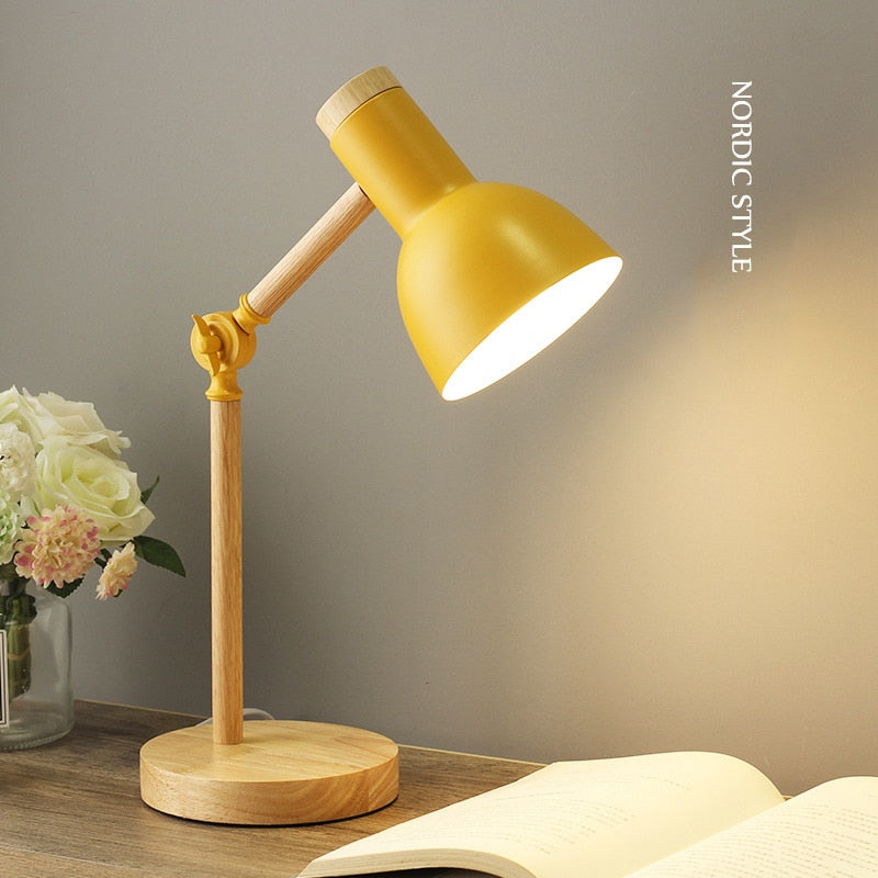 Nordic Wood & Iron LED Desk Lamp