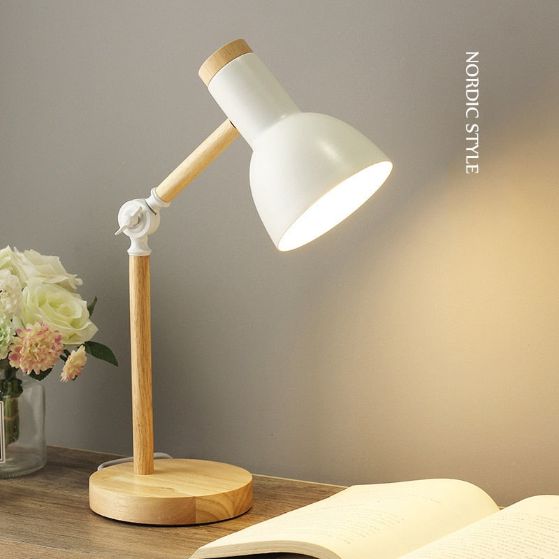 Nordic Wood & Iron LED Desk Lamp