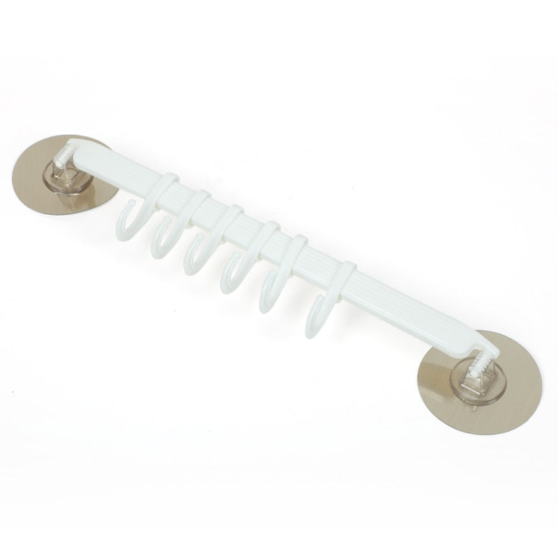 Adjustable Hook Rack with Double Suction Cups for Towels and Utensils