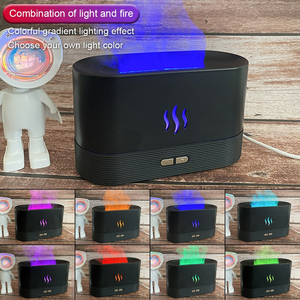 USB Simulation Flame Night Light with 250ML Water Tank Humidifier