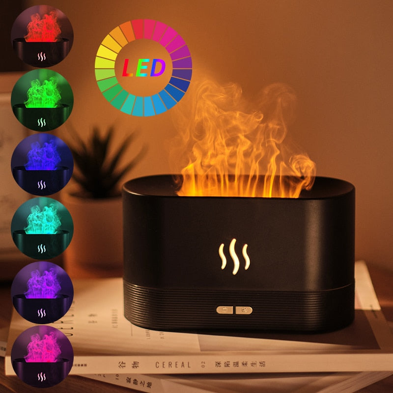 USB Simulation Flame Night Light with 250ML Water Tank Humidifier