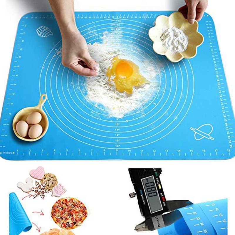 Blue Silicone Kitchen Baking Mat with Handy Guide