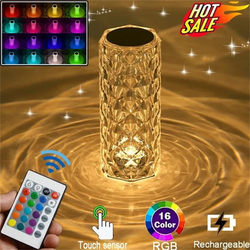 Multi Coloured Crystal Table Lamp