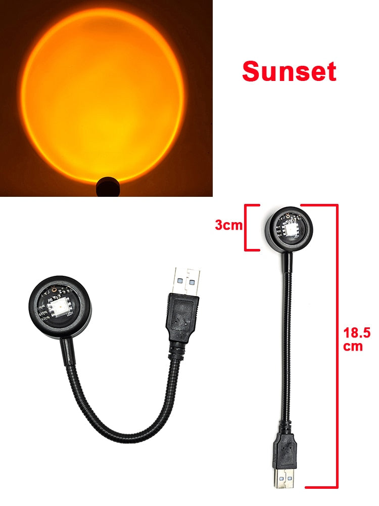 USB Sunset Lamp Sunset Projector Mood Light Bedroom Night