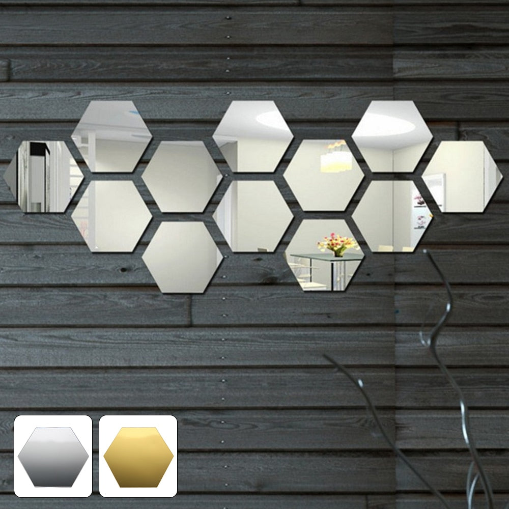 Hexagon Mirror Wall Stickers