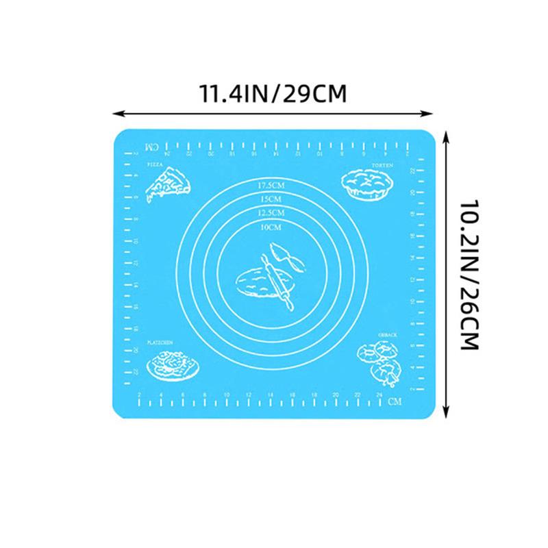 Blue Silicone Kitchen Baking Mat with Handy Guide