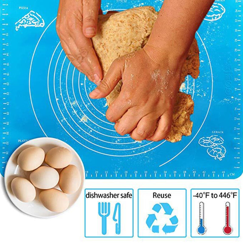 Blue Silicone Kitchen Baking Mat with Handy Guide