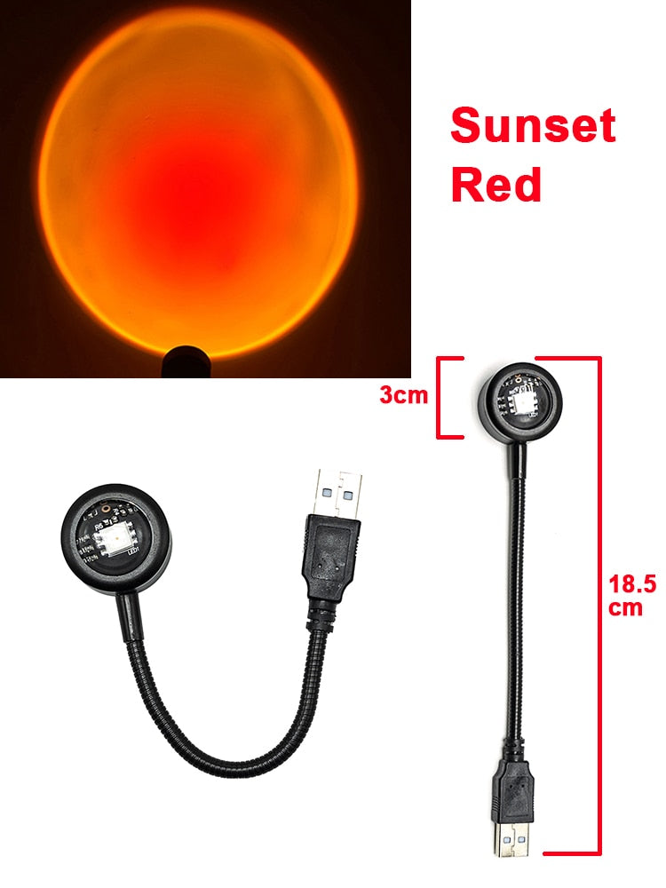 USB Sunset Lamp Sunset Projector Mood Light Bedroom Night