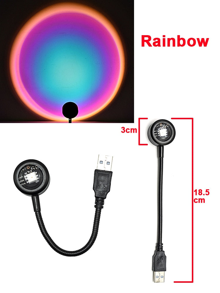 USB Sunset Lamp Sunset Projector Mood Light Bedroom Night