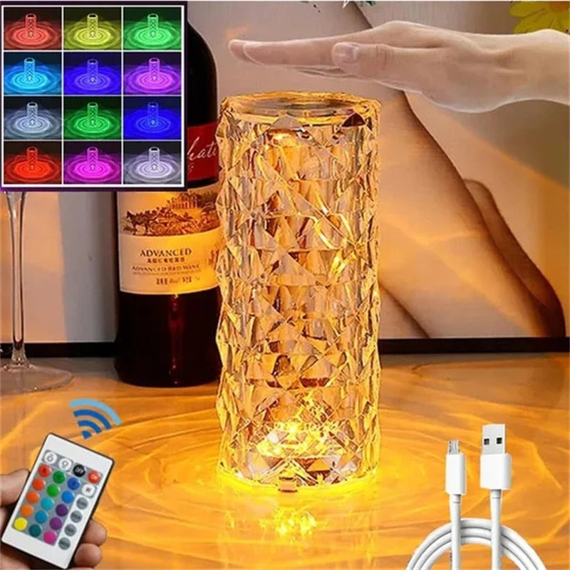 Multi Coloured Crystal Table Lamp