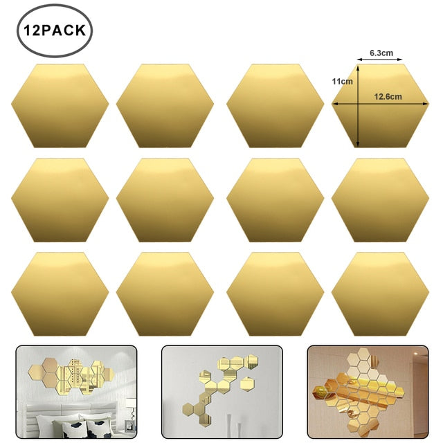 Hexagon Mirror Wall Stickers