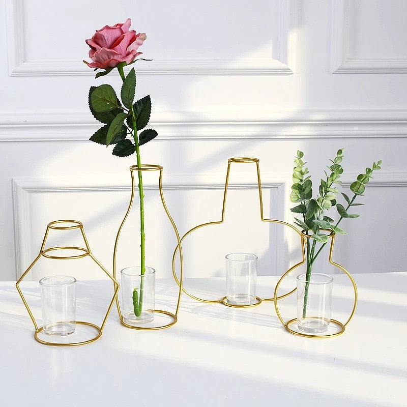 Striking Metalic Flowers Vases