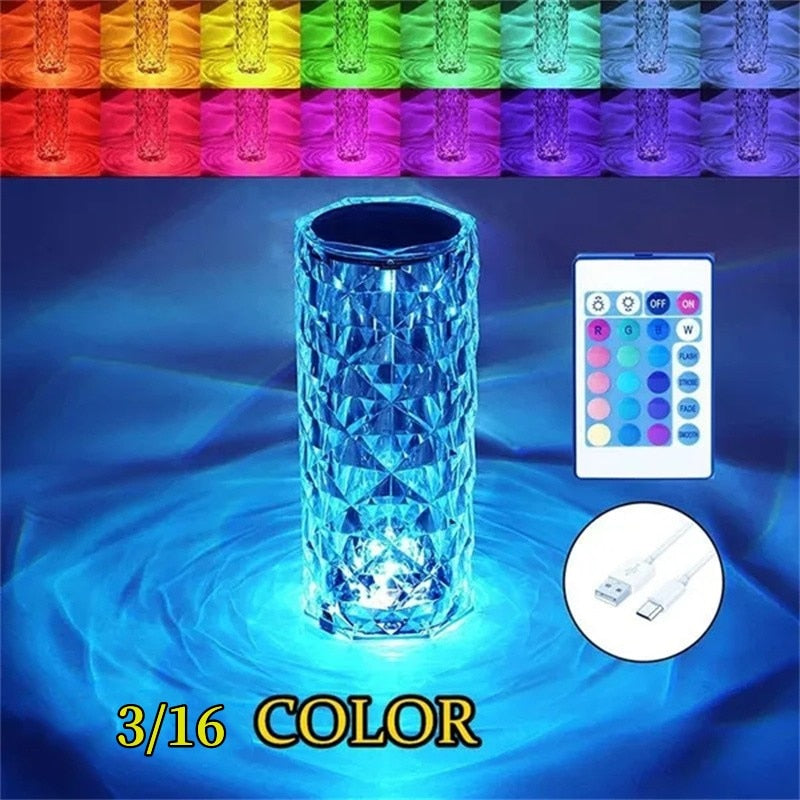 Multi Coloured Crystal Table Lamp