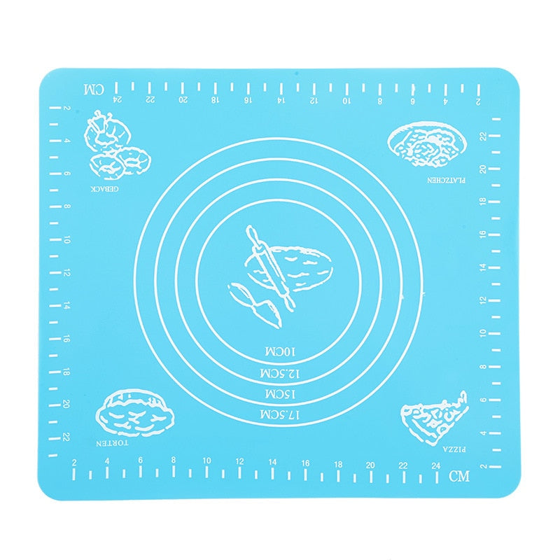 Blue Silicone Kitchen Baking Mat with Handy Guide